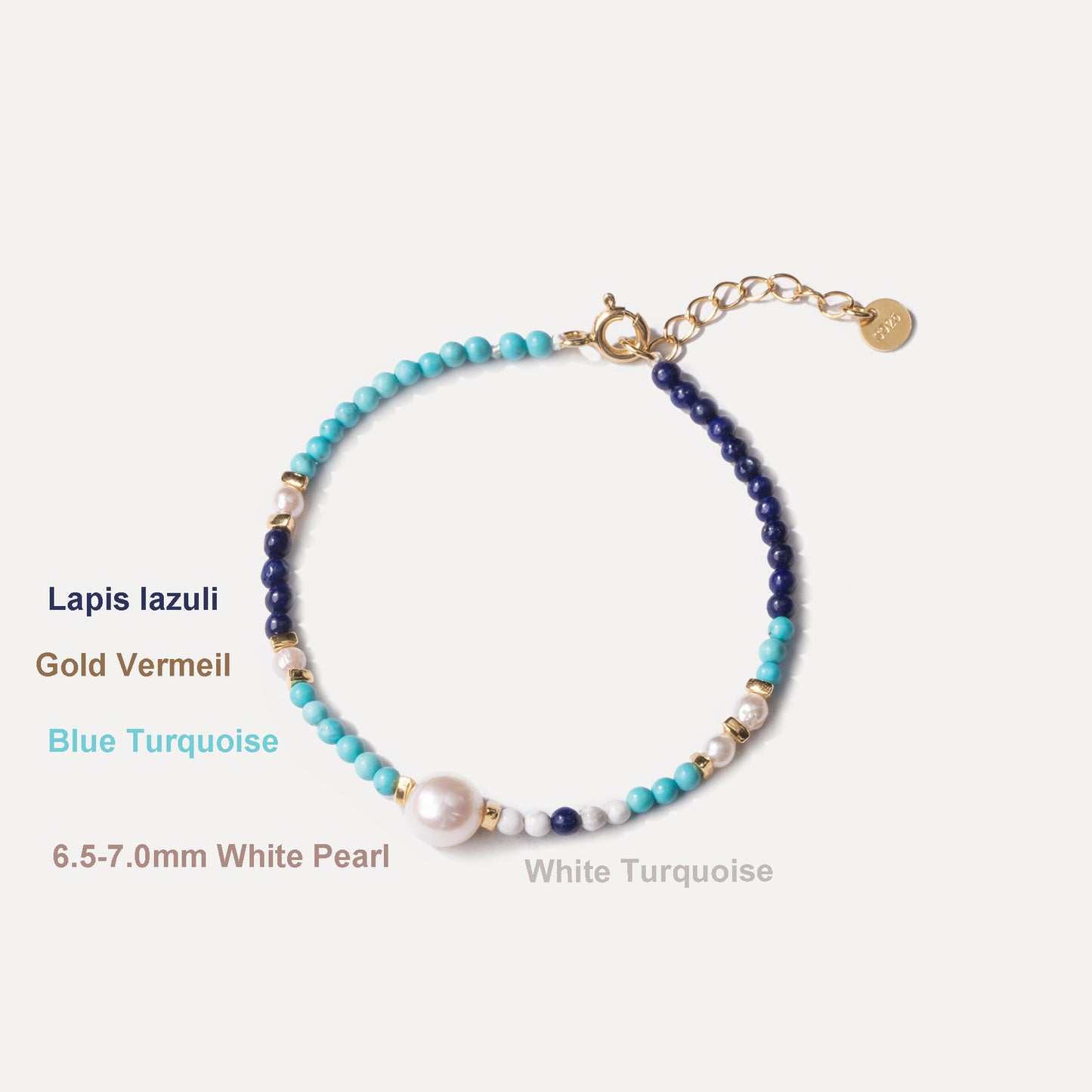 Pearl, Turquoise and Lapis lazuli Bracelet