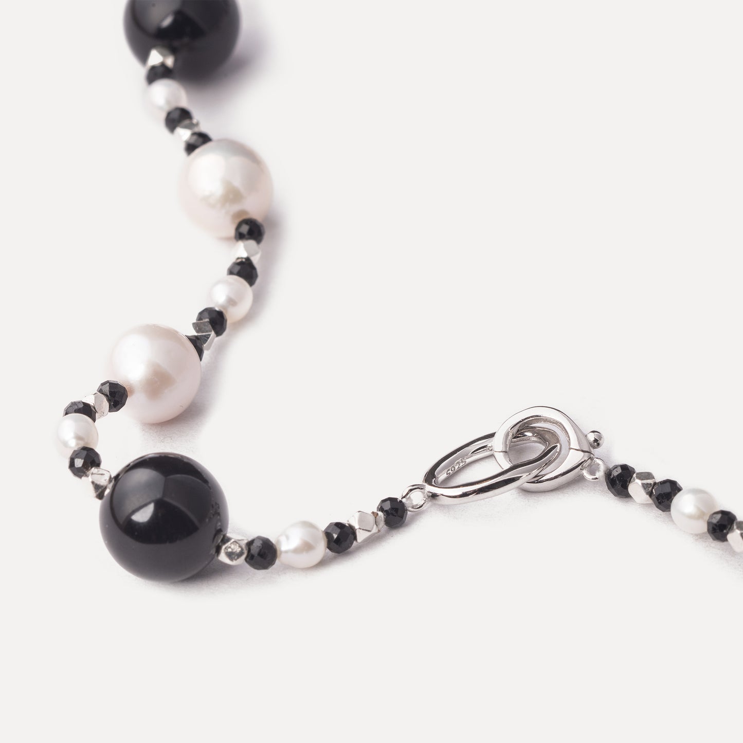Black Onyx and Pearl Beaded Necklace