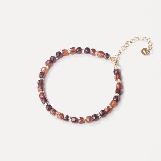 Jovian Beaded Bracelet(Orange and Purpurea Garnet)