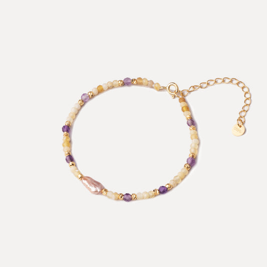 Belle Beaded Bracelet (Citrine/Amethyst/ Purple Pearl)