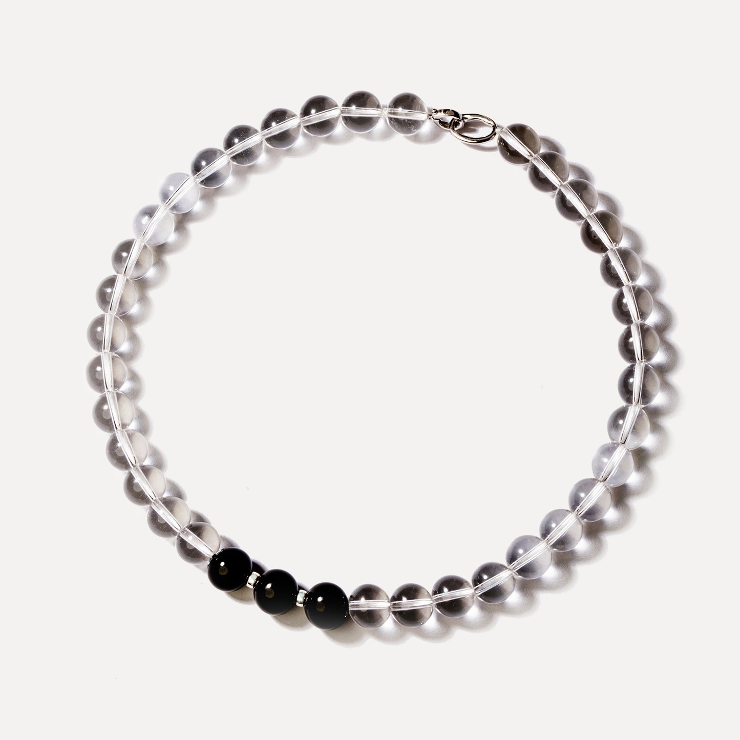 Hemera Beaded Necklace(White Crystal and Onyx)