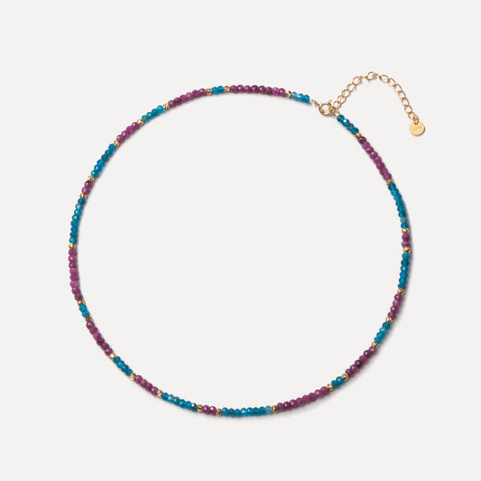 Ruby and Apatite Crystal Beaded Necklace(Adjustable)
