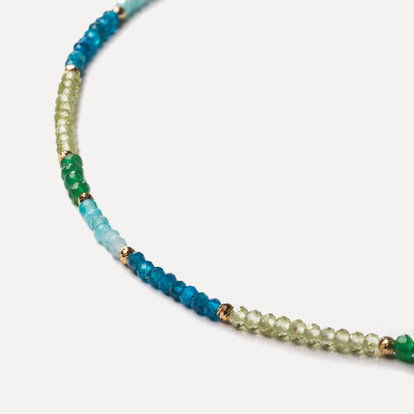 August Crush Crystal Beaded Necklace(Apatite/Amazonite/Peridot/ Chrysoprase)