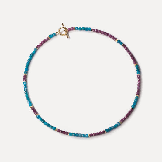 Ruby and Apatite Crystal Beaded Necklace