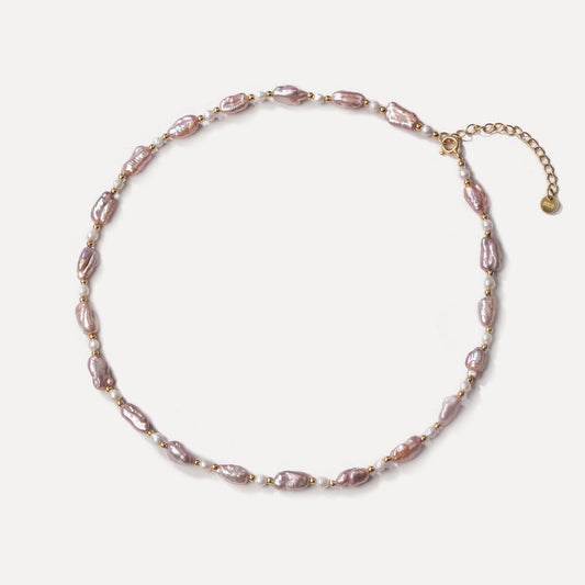 Purple Keshi Pearl Beaded Necklace