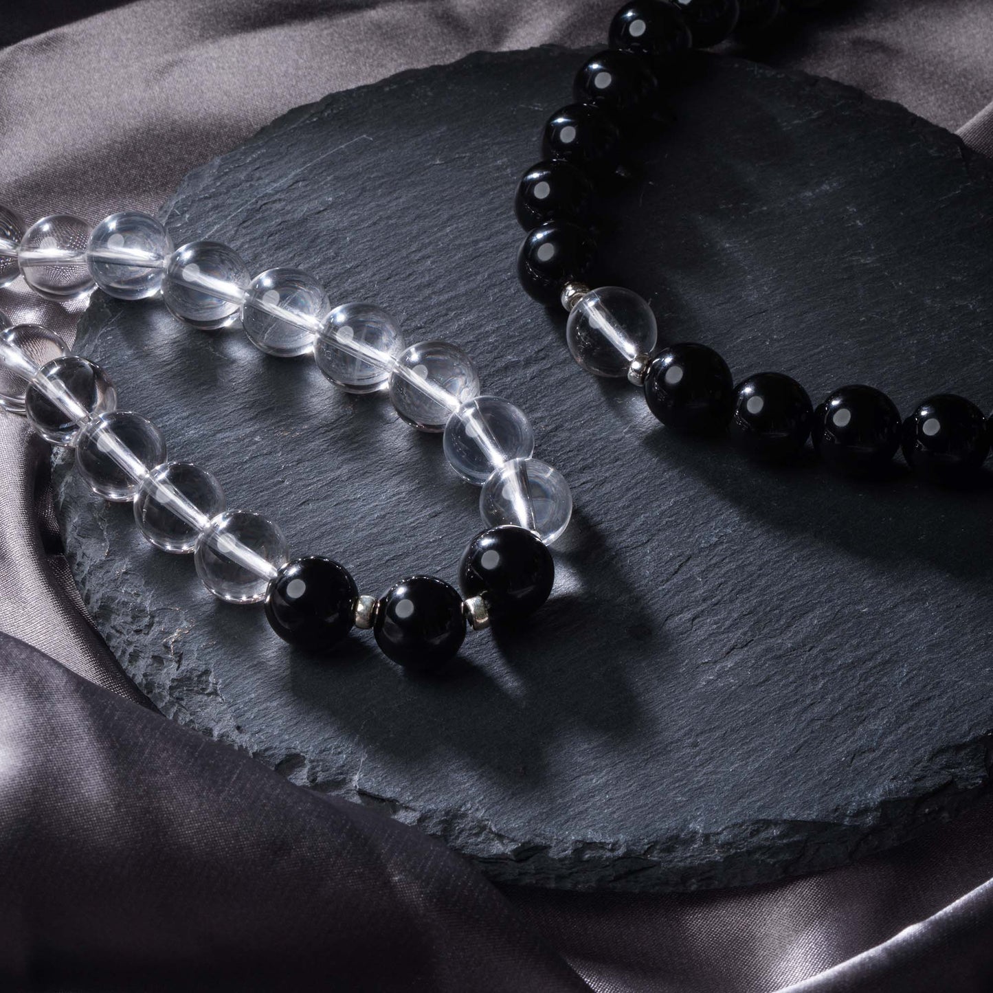 Erebus Beaded Necklace (Onyx and White Crystal )