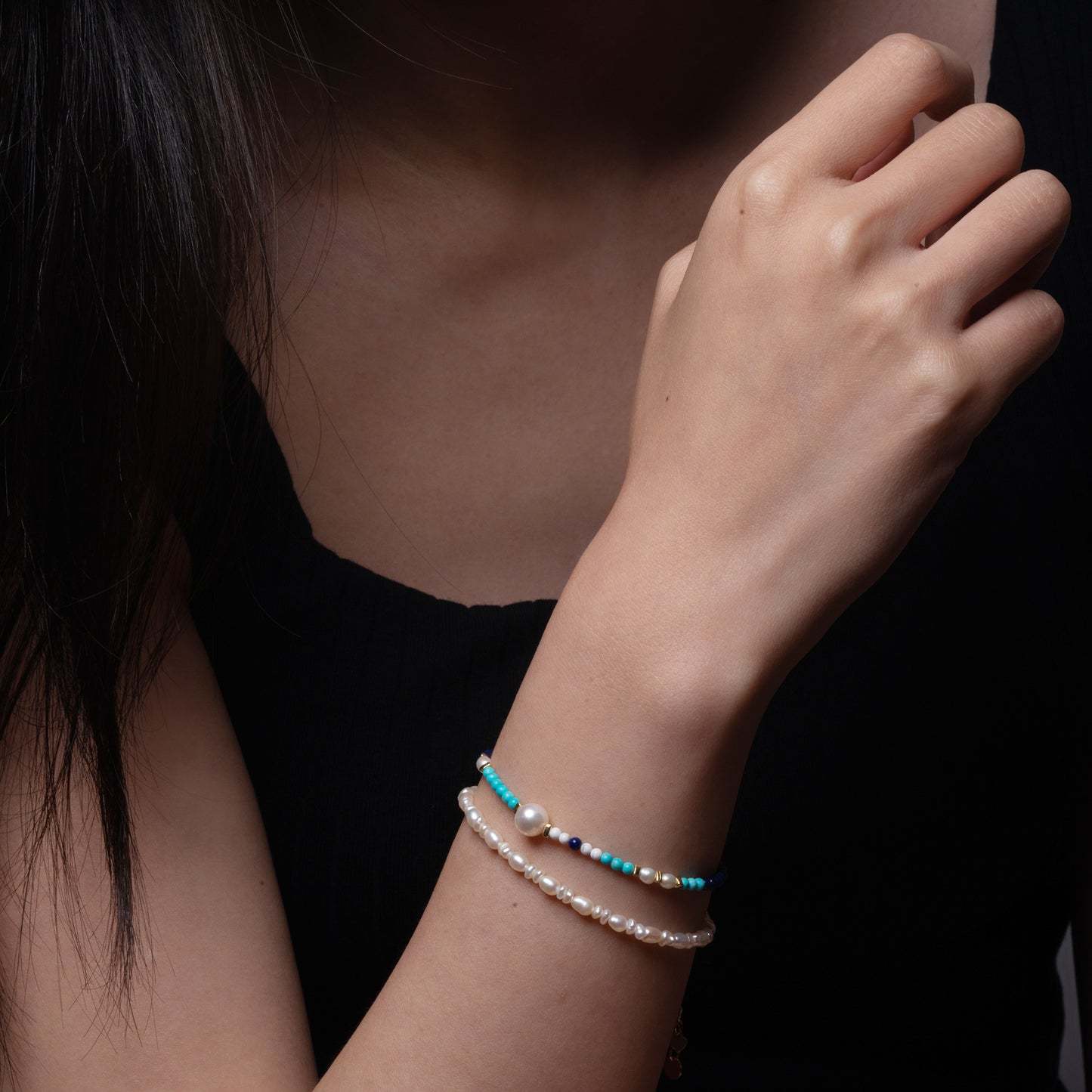 Pearl, Turquoise and Lapis lazuli Bracelet