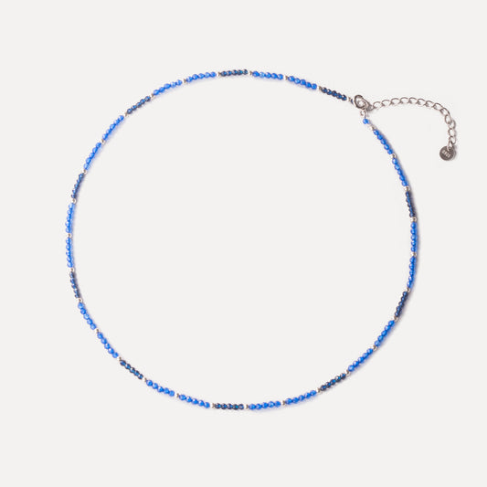 2mm Blue and Navy Corundum Beaded Necklace