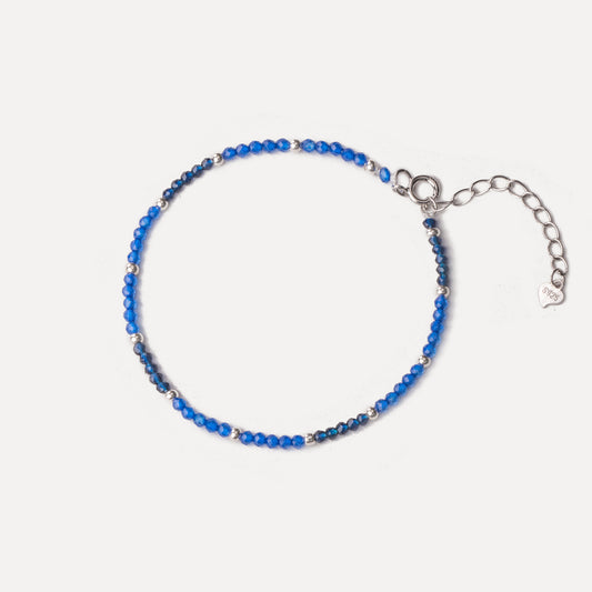 2mm Blue and Navy Corundum Beaded Bracelet