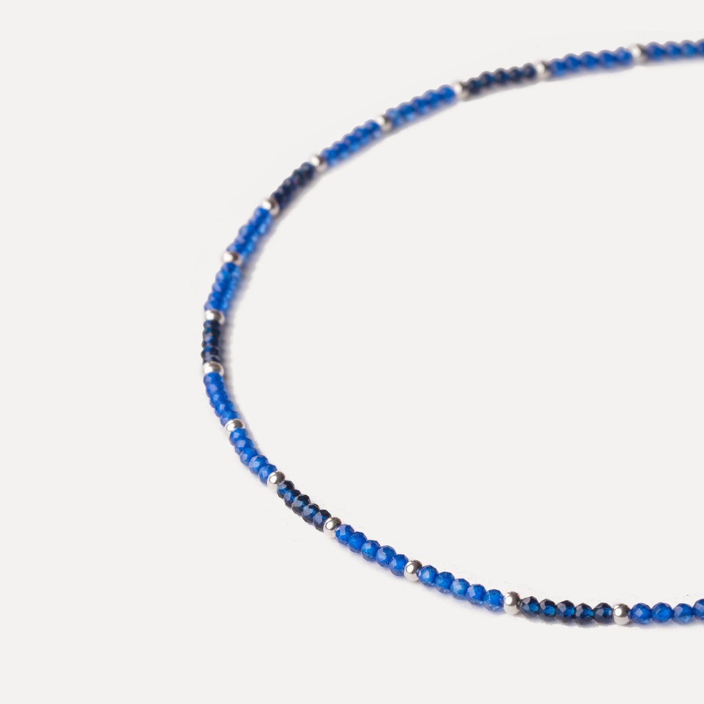 2mm Blue and Navy Corundum Beaded Necklace