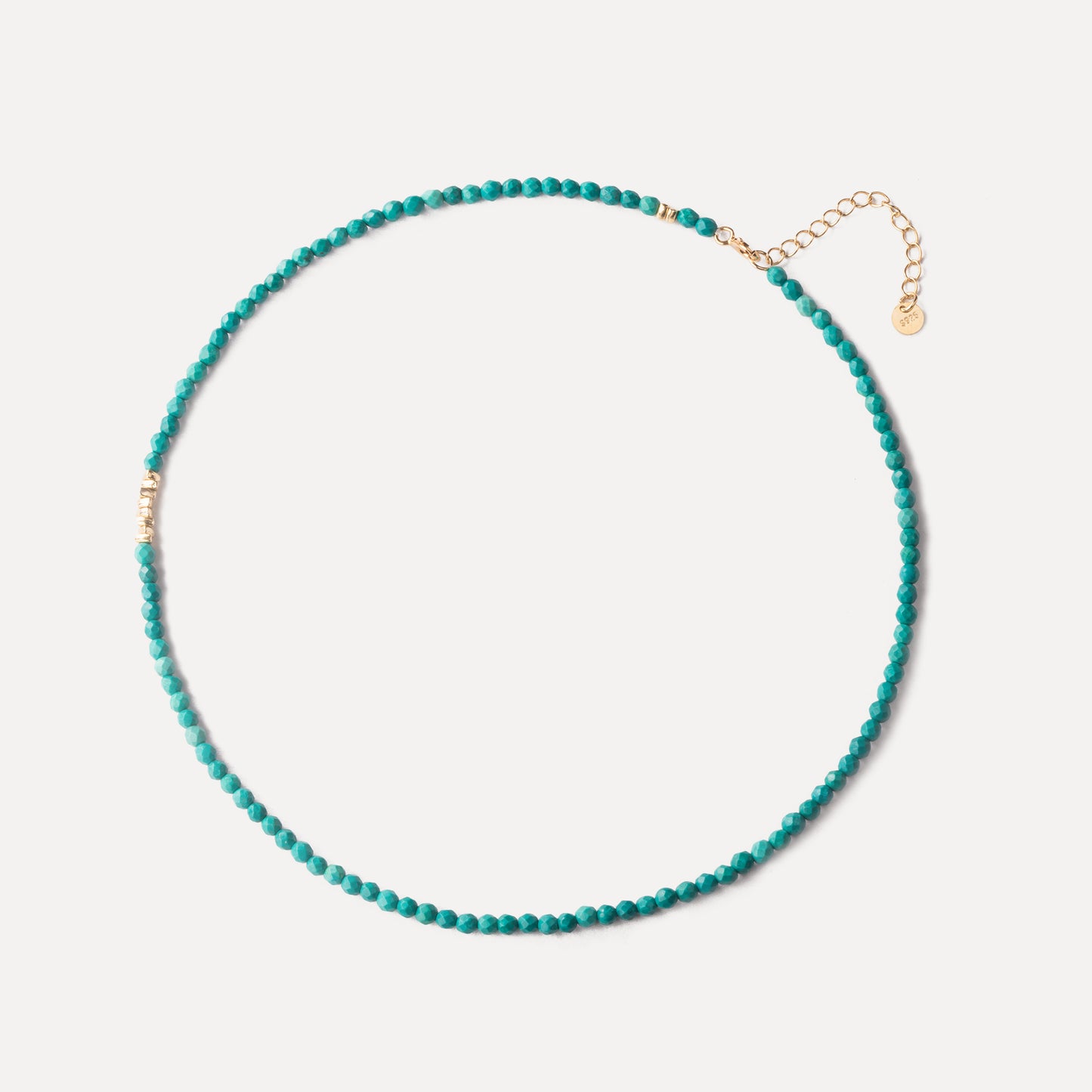 3mm Gold Vermeil Turquoise Beaded Necklace