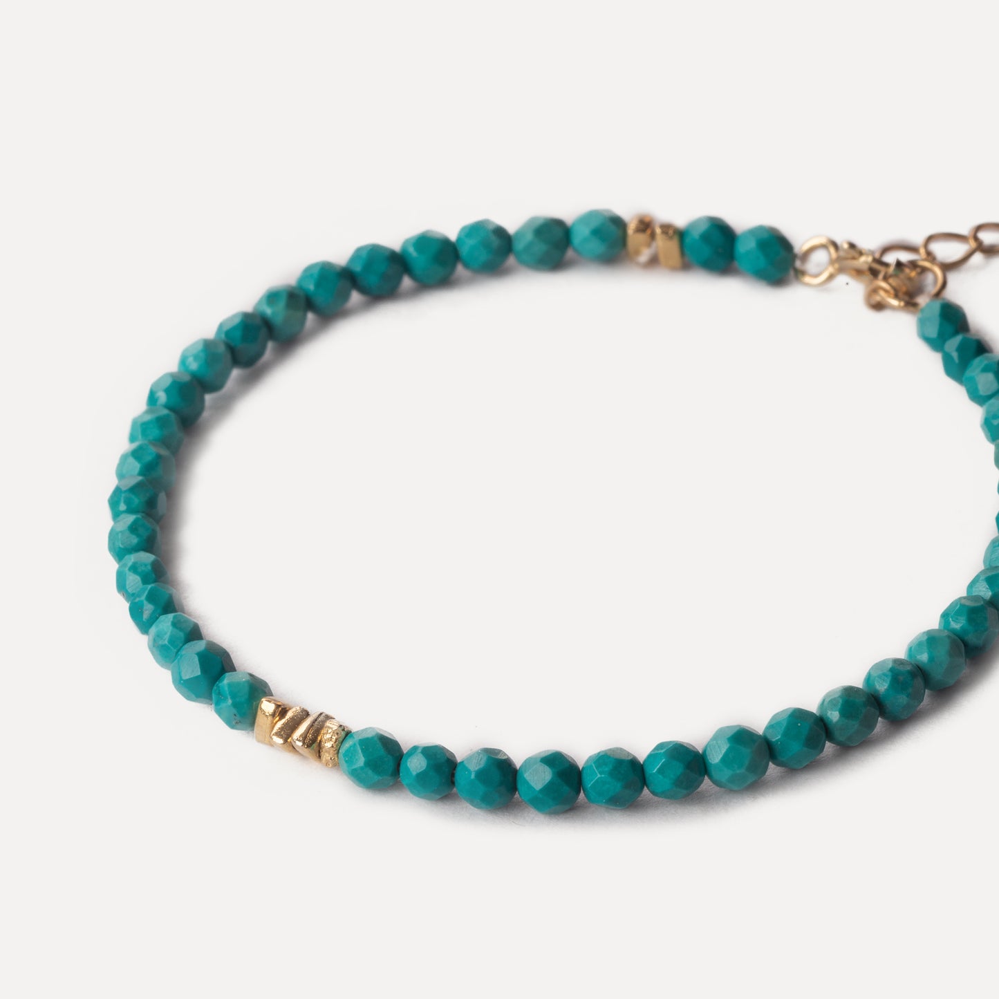 3mm Turquoise with Gold Vermeil Beaded Bracelet-December