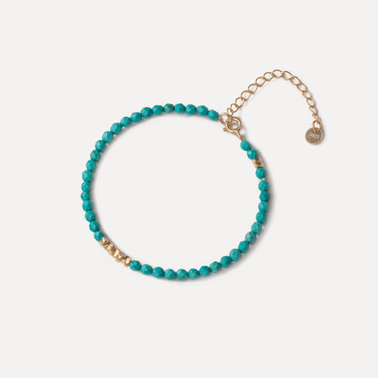 3mm Turquoise with Gold Vermeil Beaded Bracelet-December