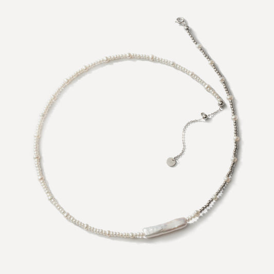 Pearl and Sterling Sliver Beaded Necklace