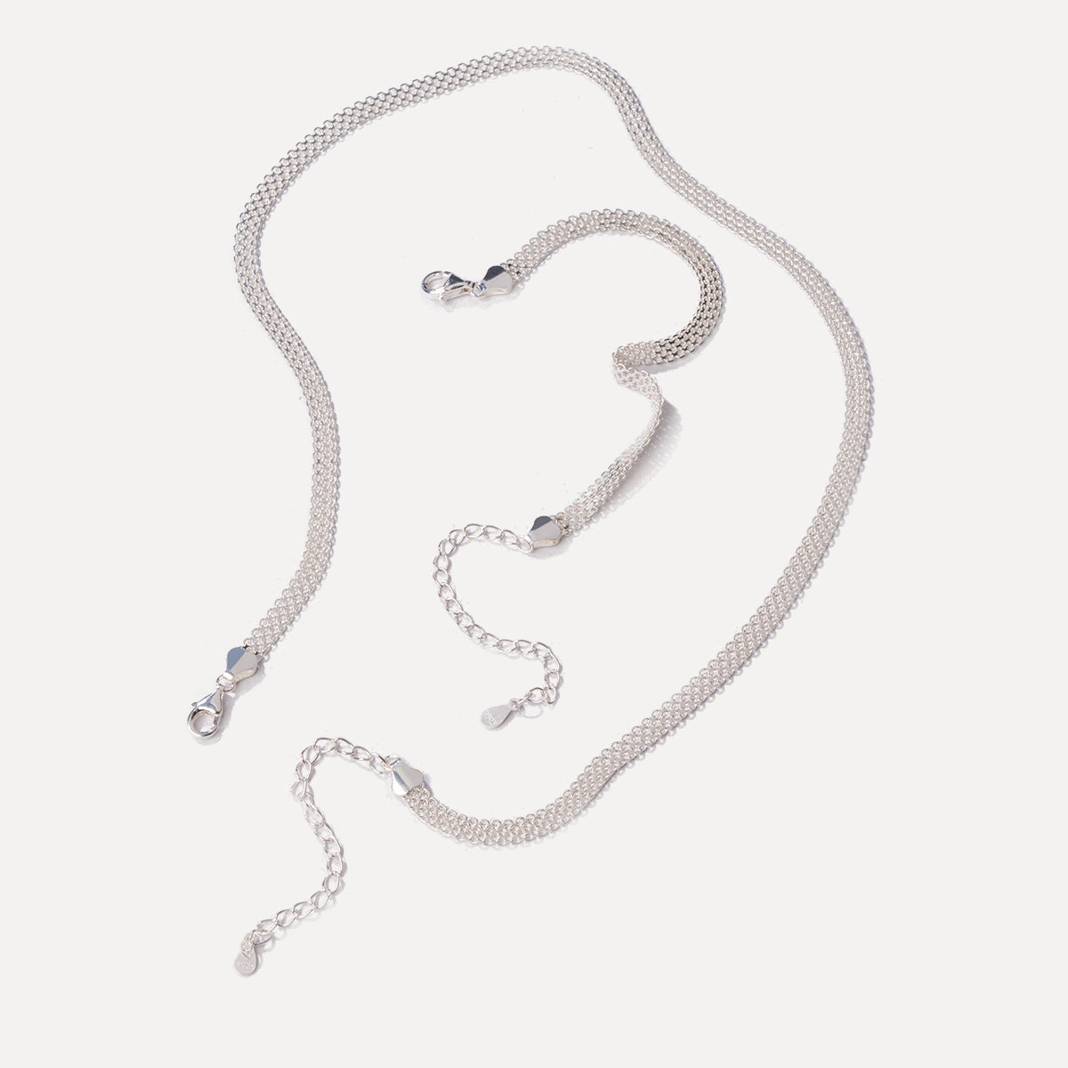 Sterling Sliver Chain Necklace and Bracelet Set