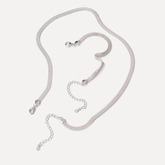 Sterling Sliver Chain Necklace and Bracelet Set