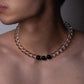 Hemera Beaded Necklace(White Crystal and Onyx)
