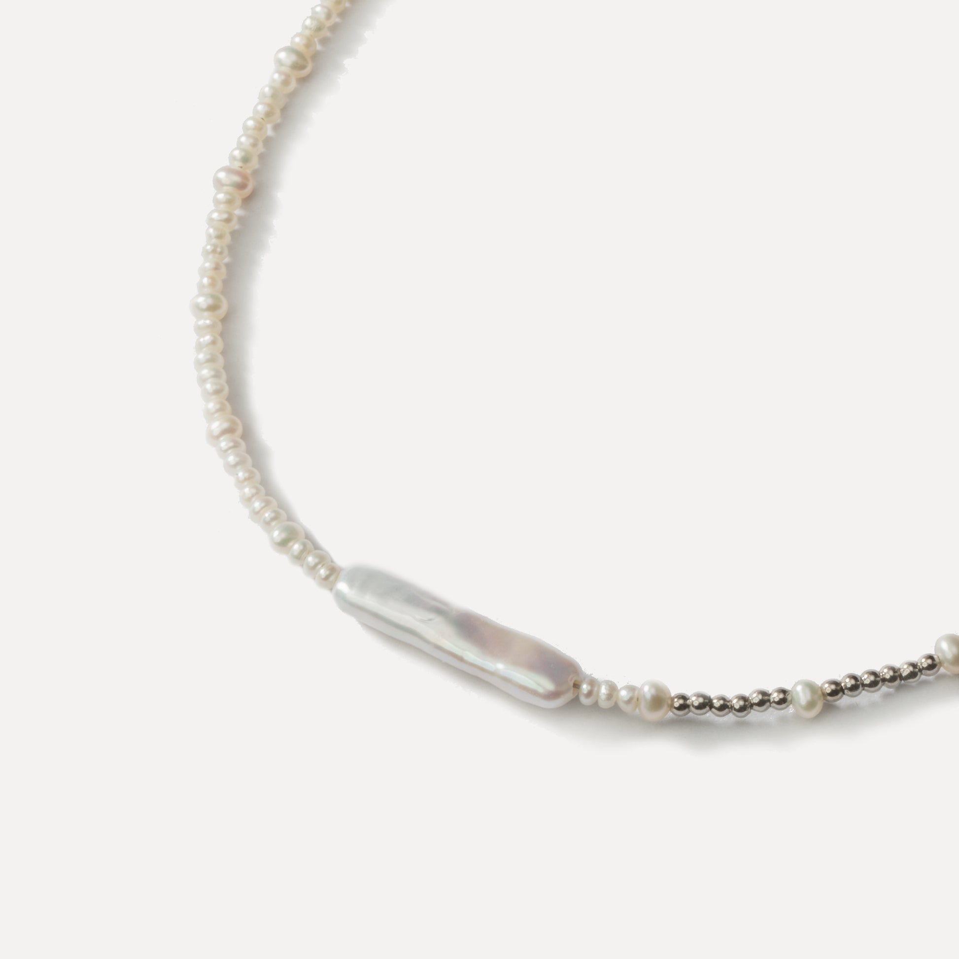 Pearl and Sterling Sliver Beaded Necklace