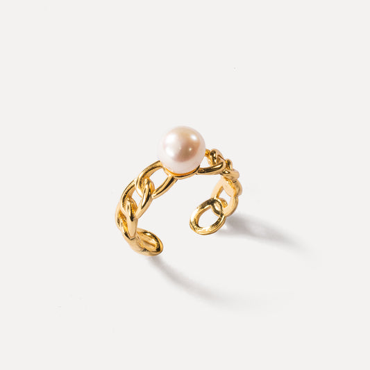 Pearl on the chain Gold Ring