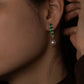 Emerald Green Heart Pearl Drop Earrings