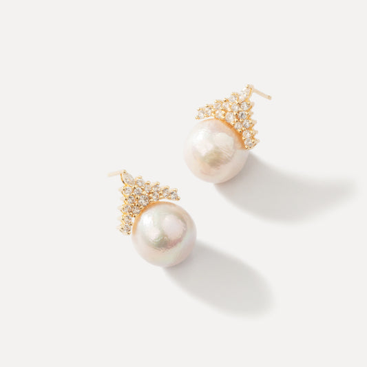 Opéra de Paris- Crown Baroque Pearl stud Earrings