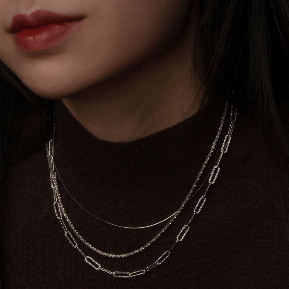 Sterling Silver Textured Chain Necklace