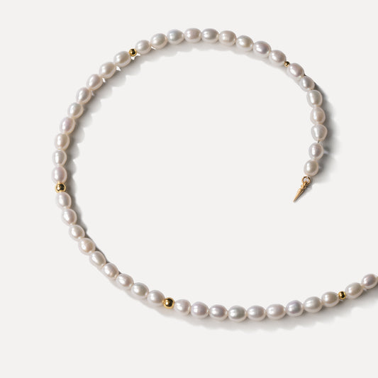 Little Golden Beans Beaded Pearl Necklace