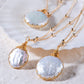 Hand Wire Wrapping Coin Baroque  Pearl Necklace