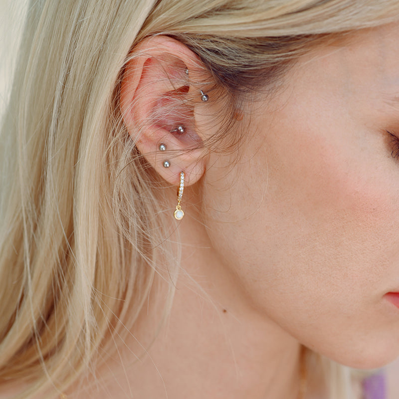 Dazzling Opal  Hoop Charm Earrings