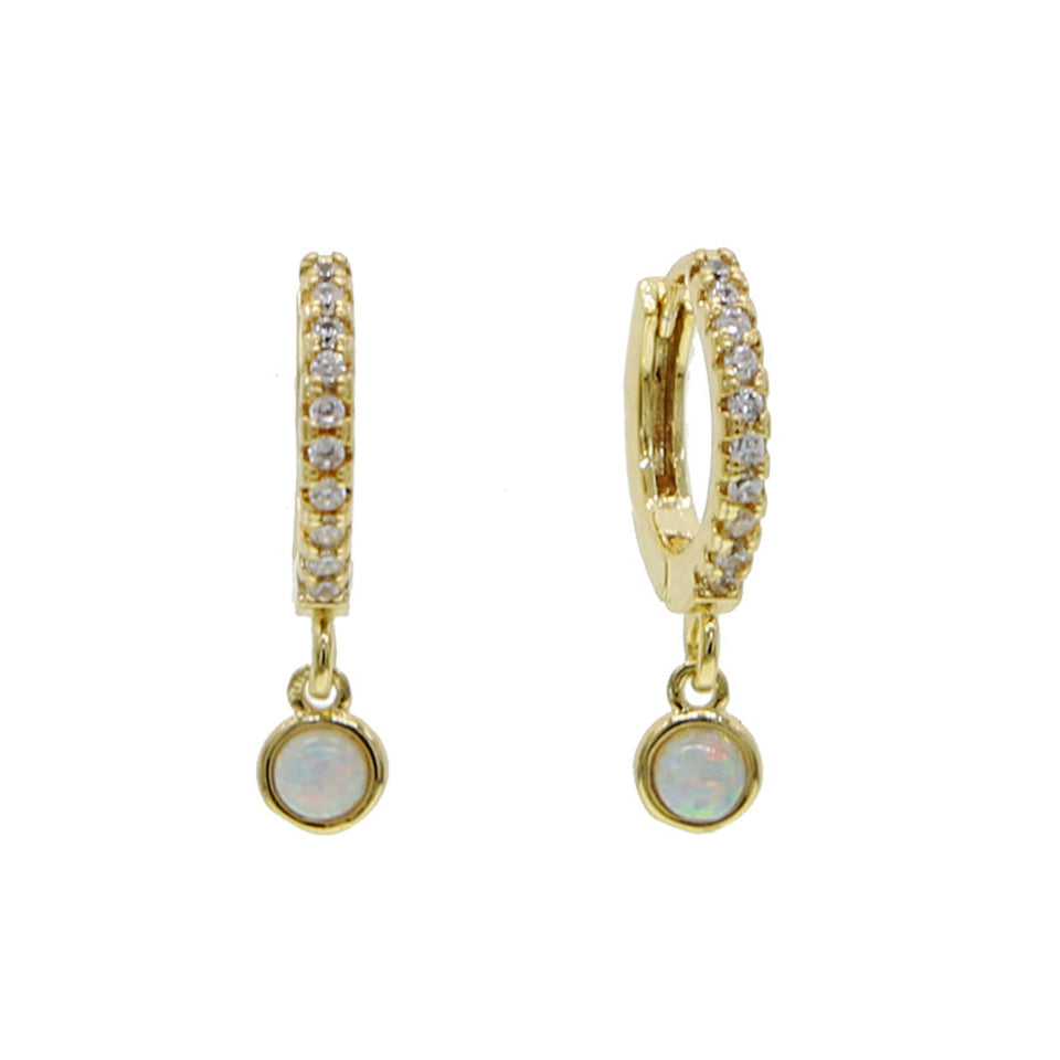 Dazzling Opal Hoop Charm Earrings