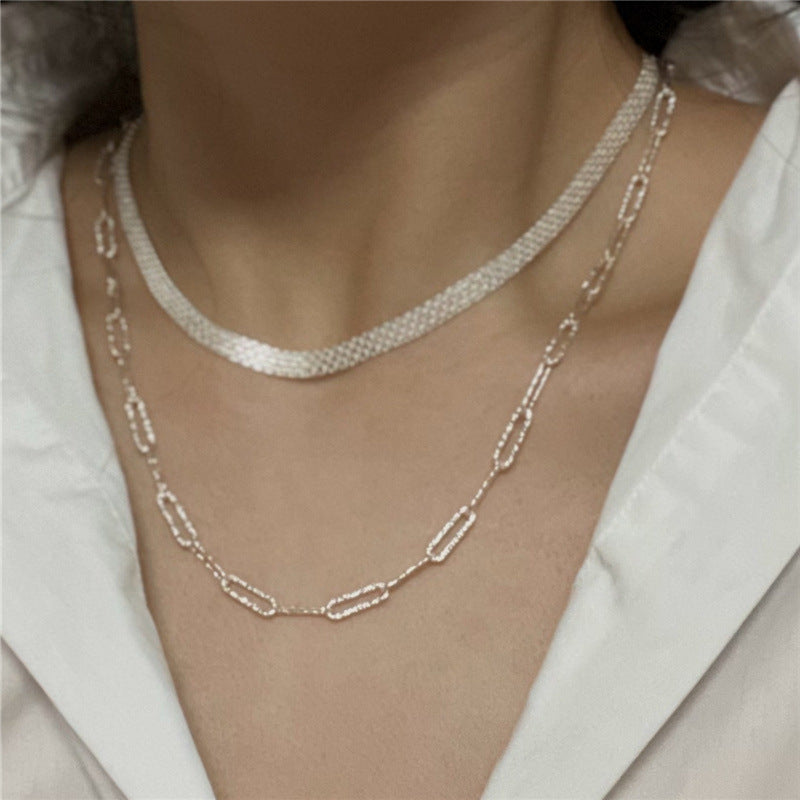 Sterling Silver Textured Chain Necklace