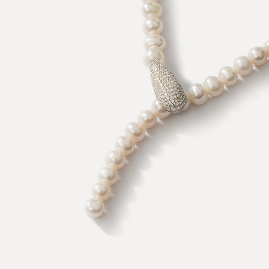 Pearl Necklace - White Freshwater Pearls with 18k Gold Clasp