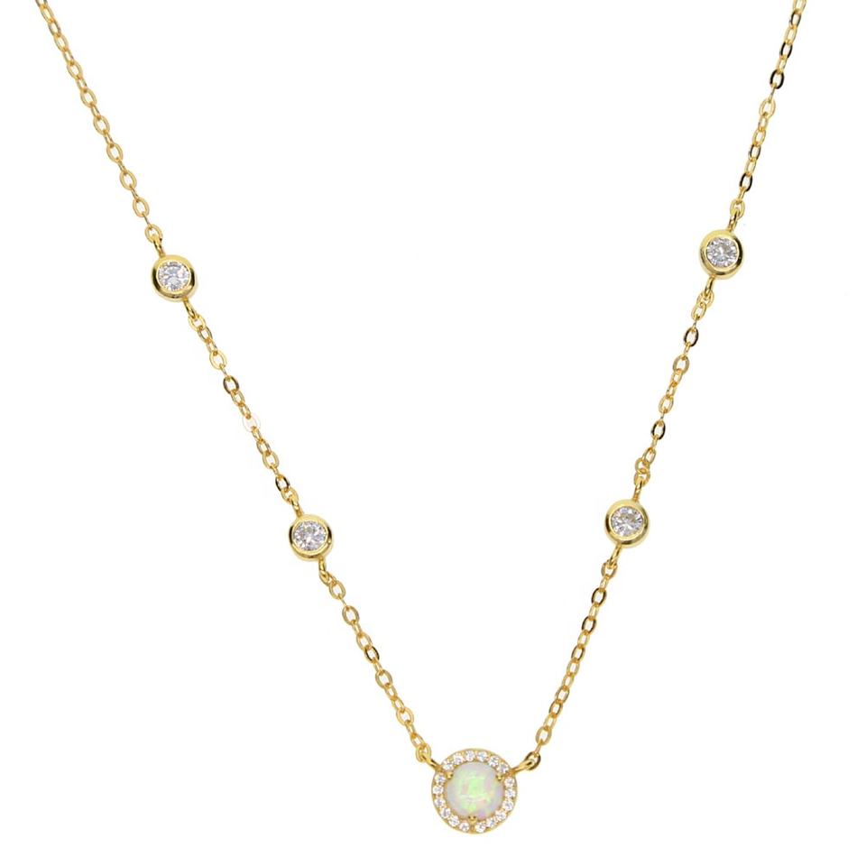 Dazzling Opal Chain Necklace