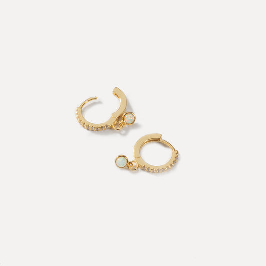 Dazzling Opal  Hoop Charm Earrings
