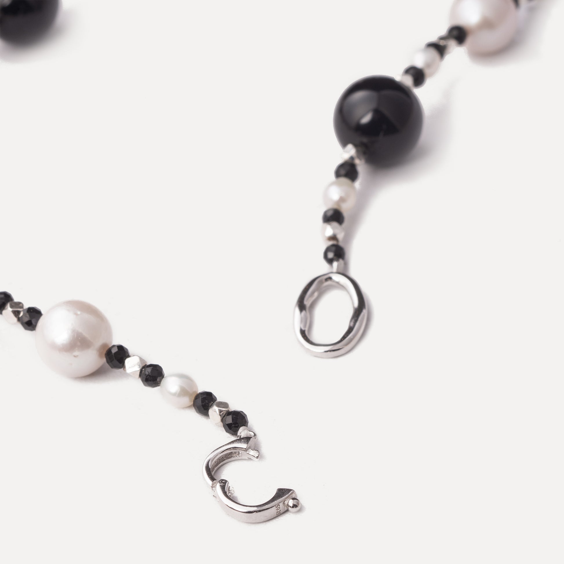 Black Onyx and Pearl Beaded Necklace