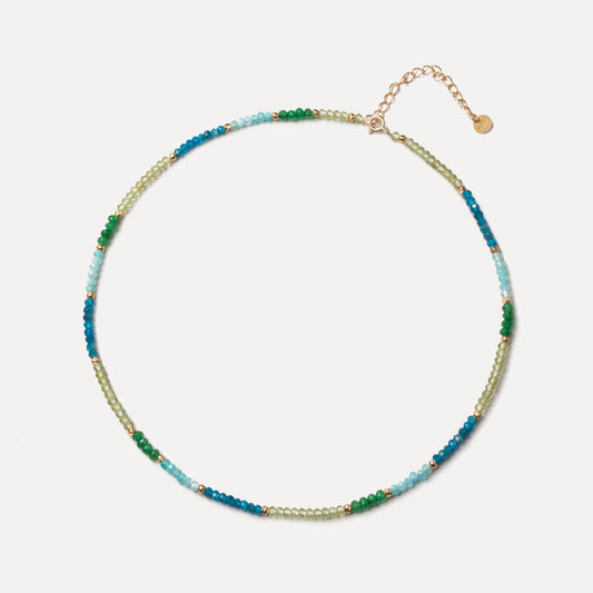 August Crush Crystal Beaded Necklace(Apatite/Amazonite/Peridot/ Chrysoprase)