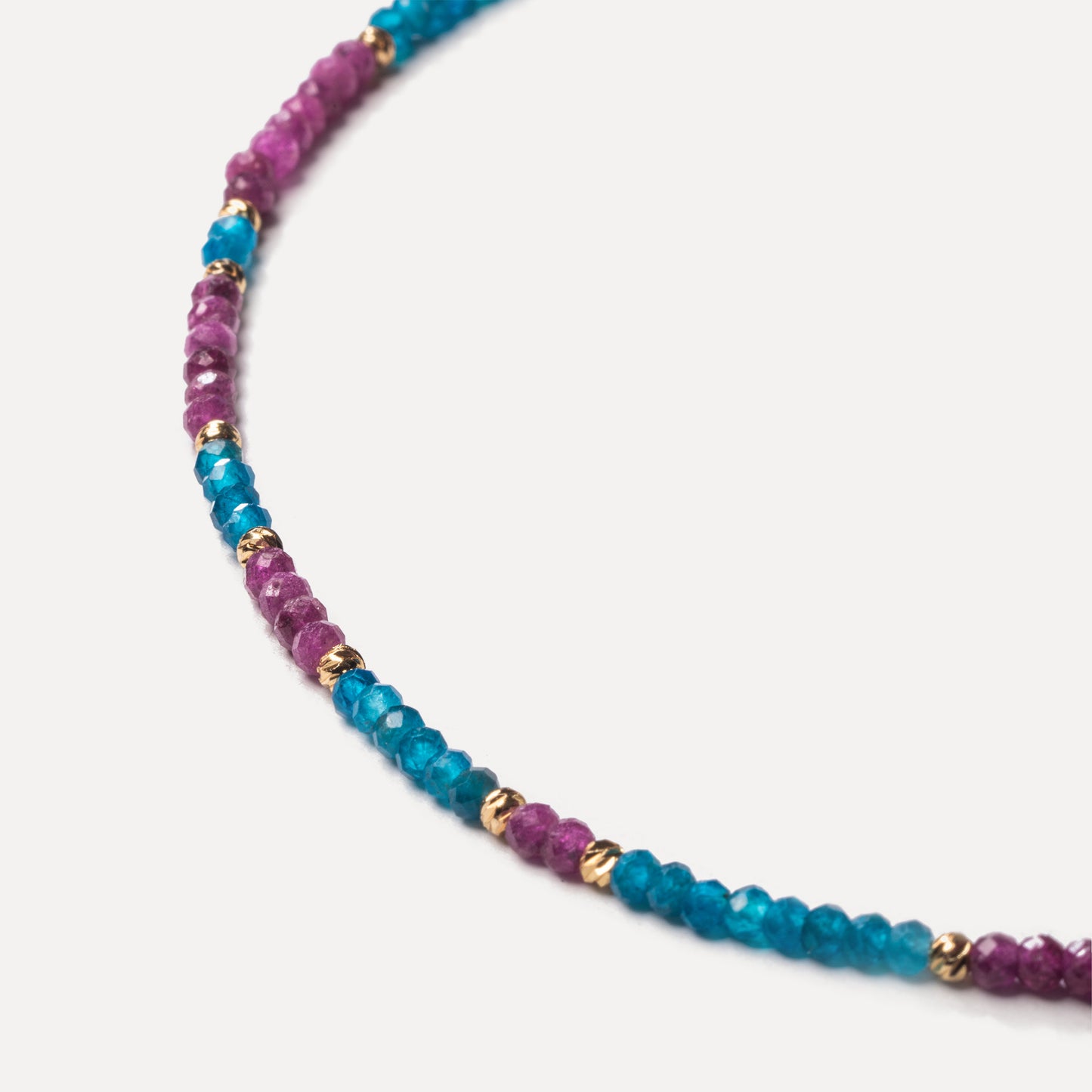 Ruby and Apatite Crystal Beaded Necklace(Adjustable)