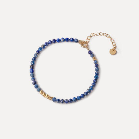 3mm Lapis lazuli with Gold Vermeil Beaded Bracelet-September