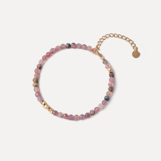 3mm Tourmaline with Gold Vermeil Beaded Bracelet- October