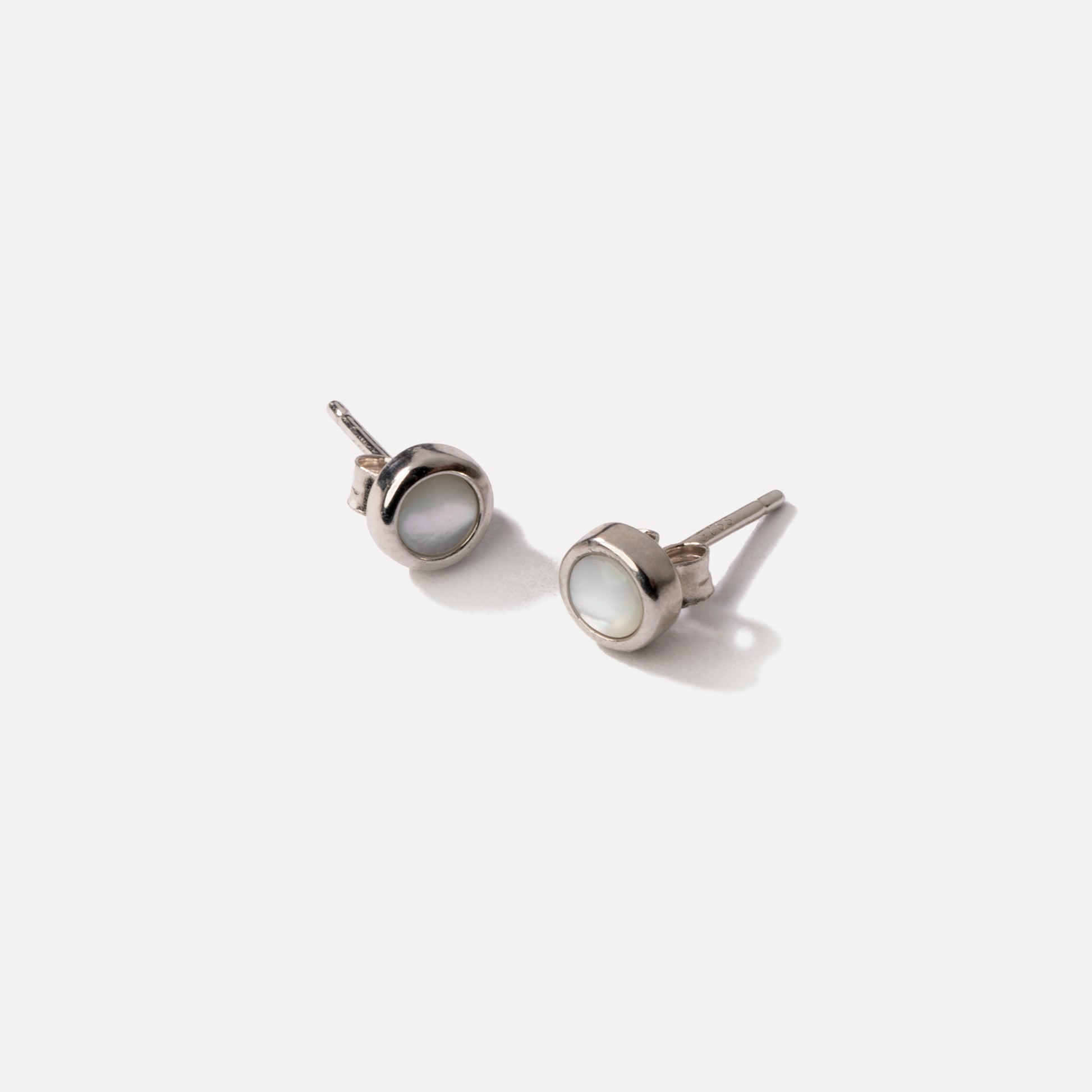 Mini Black Mother Of Pearl Studs Earrings