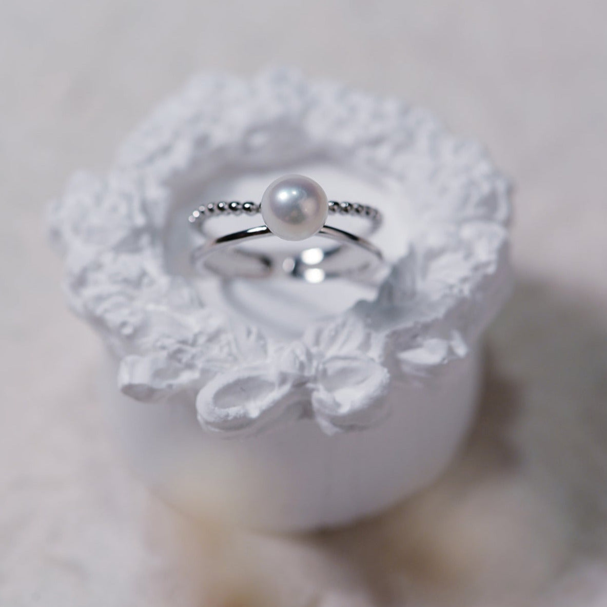 French Twist Double Layer Pearl Ring