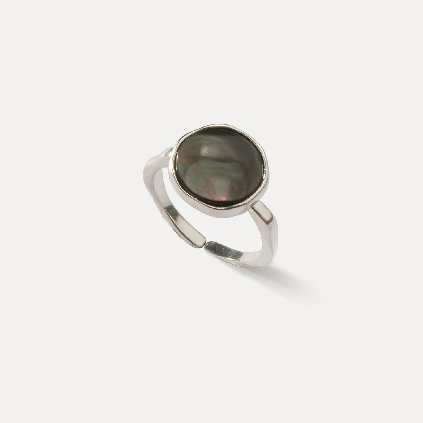 Black Mother of Pearl Ring with Sterling Sliver