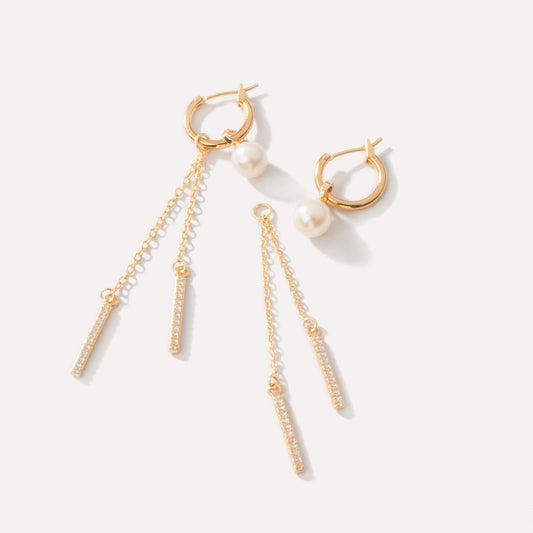 MIX&MATCH Pearl Hoop&Drop Earrings