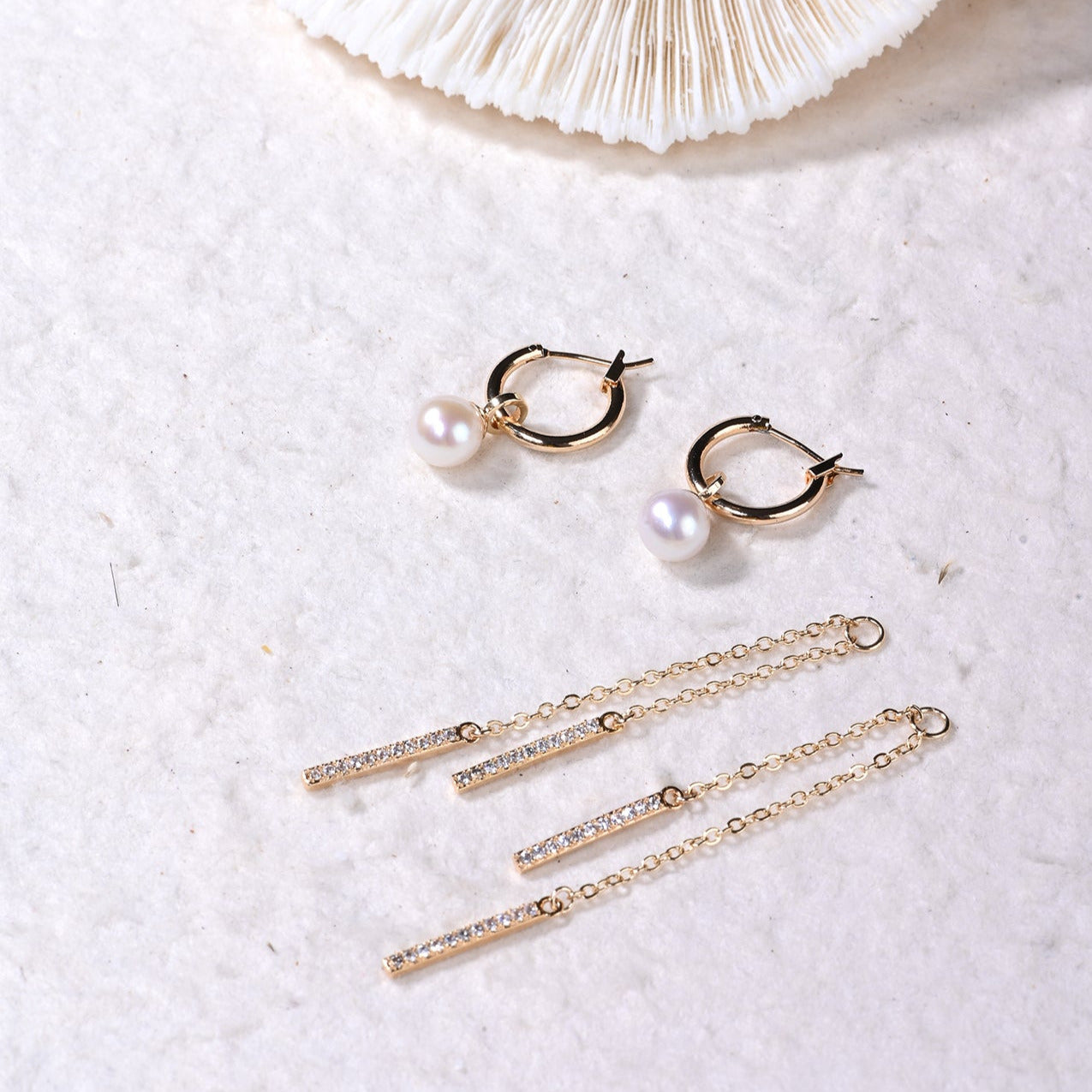 MIX&MATCH Pearl Hoop&Dorp Earrings