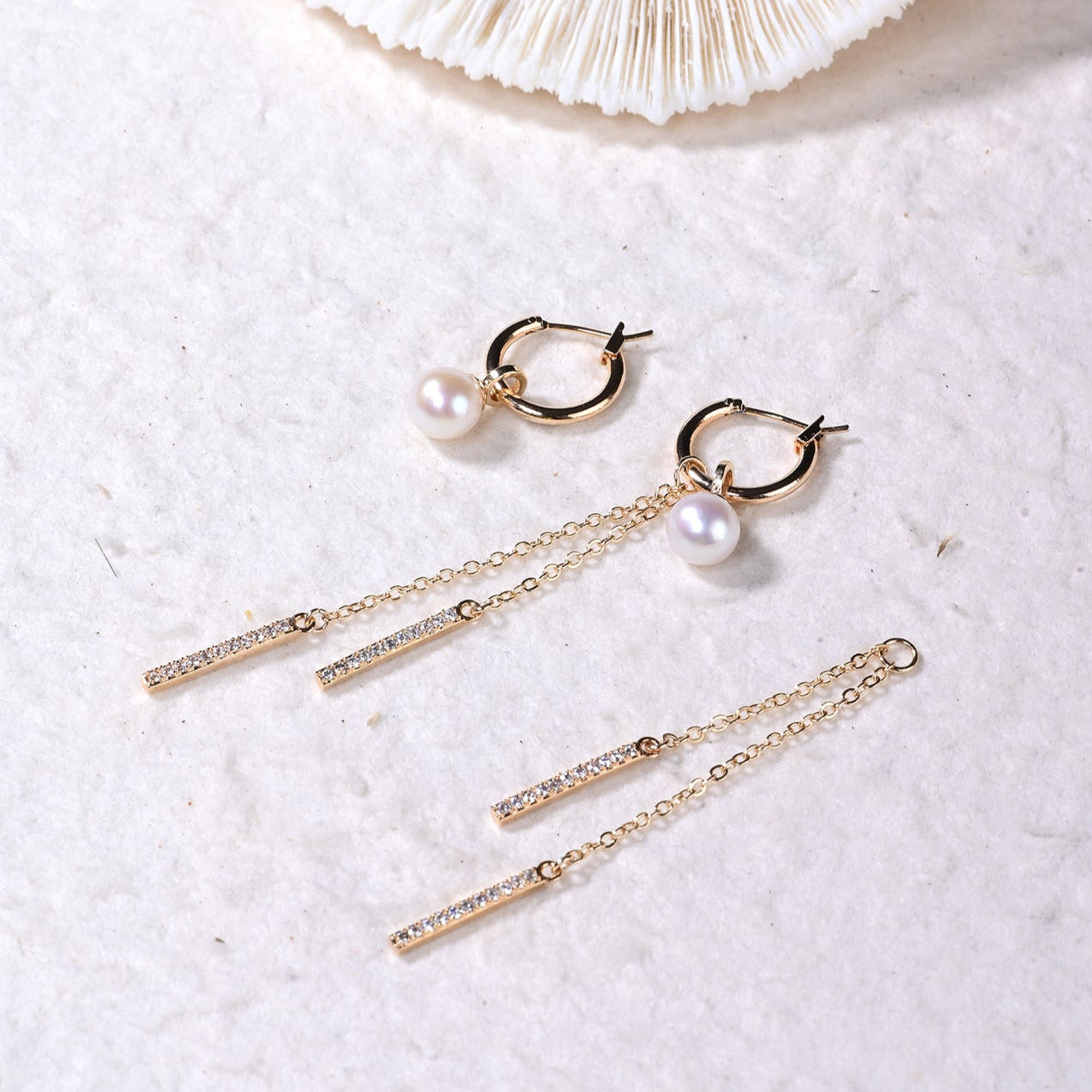 MIX&MATCH Pearl Hoop&Dorp Earrings