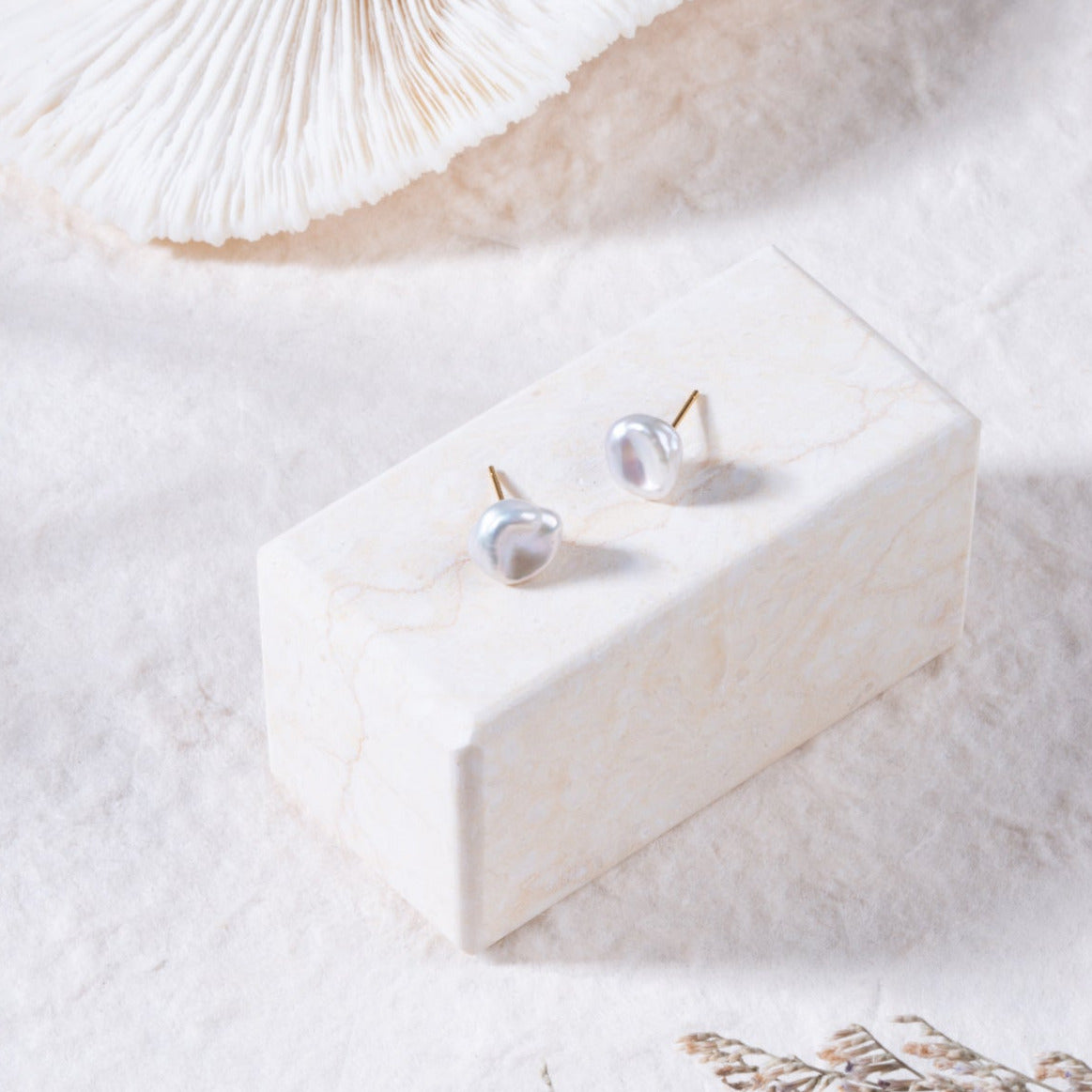 Petal Keshi Pearl Stud Earrings