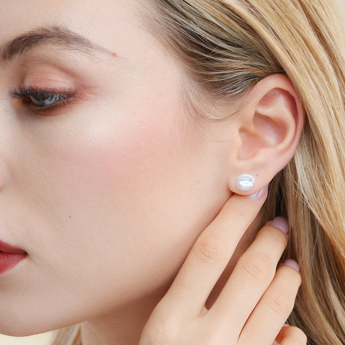 Petal Keshi Pearl Stud Earrings